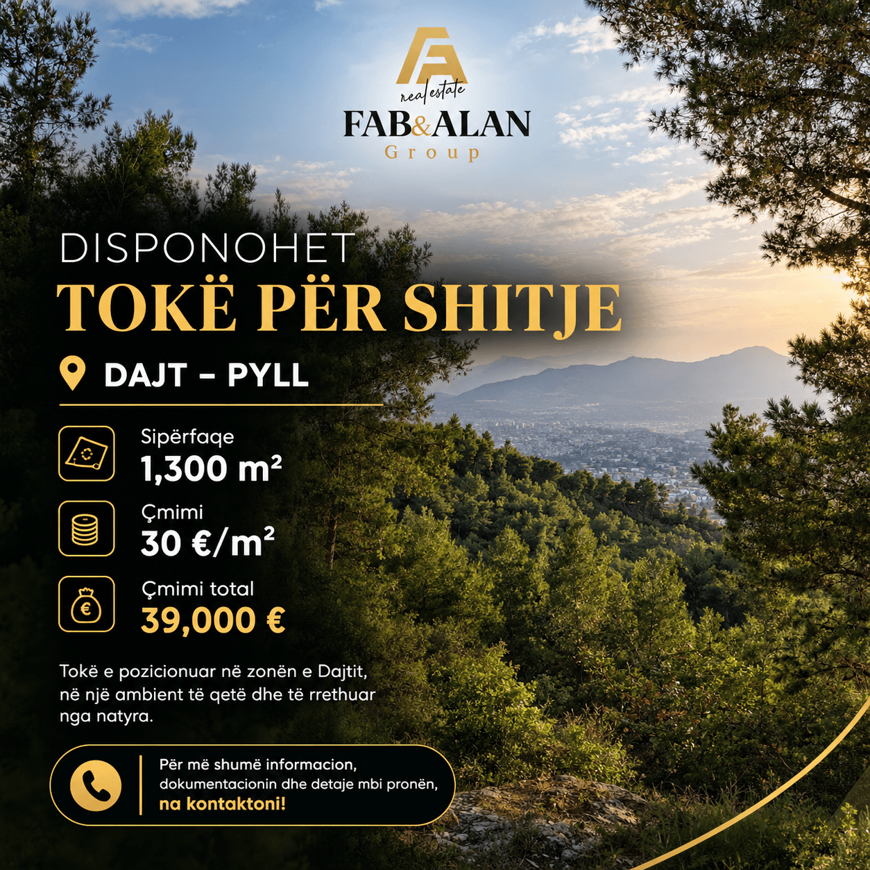 🌳 DISPONOHET TOKË PËR SHITJE – DAJT, PYLL