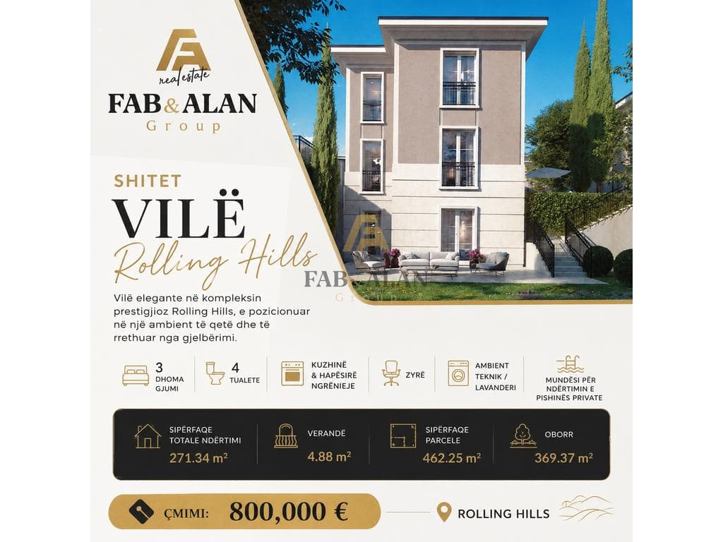 🏡 VILË PËR SHITJE – ROLLING HILLS 1