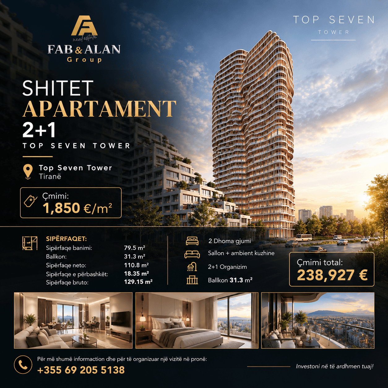 🏙️ SHITET APARTAMENT 2+1 – TOP SEVEN TOWER