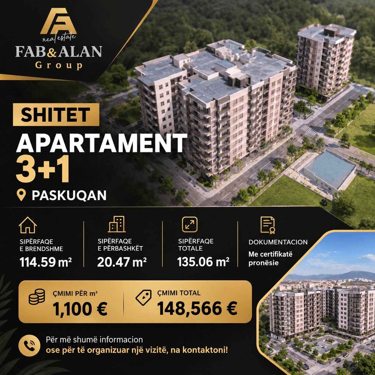 🏡 SHITET APARTAMENT 3+1 – PASKUQAN