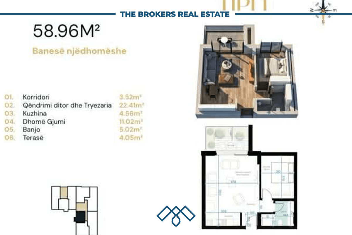 Banesë në shitje 58.96m2 – Arbëri / Dragodan. 2