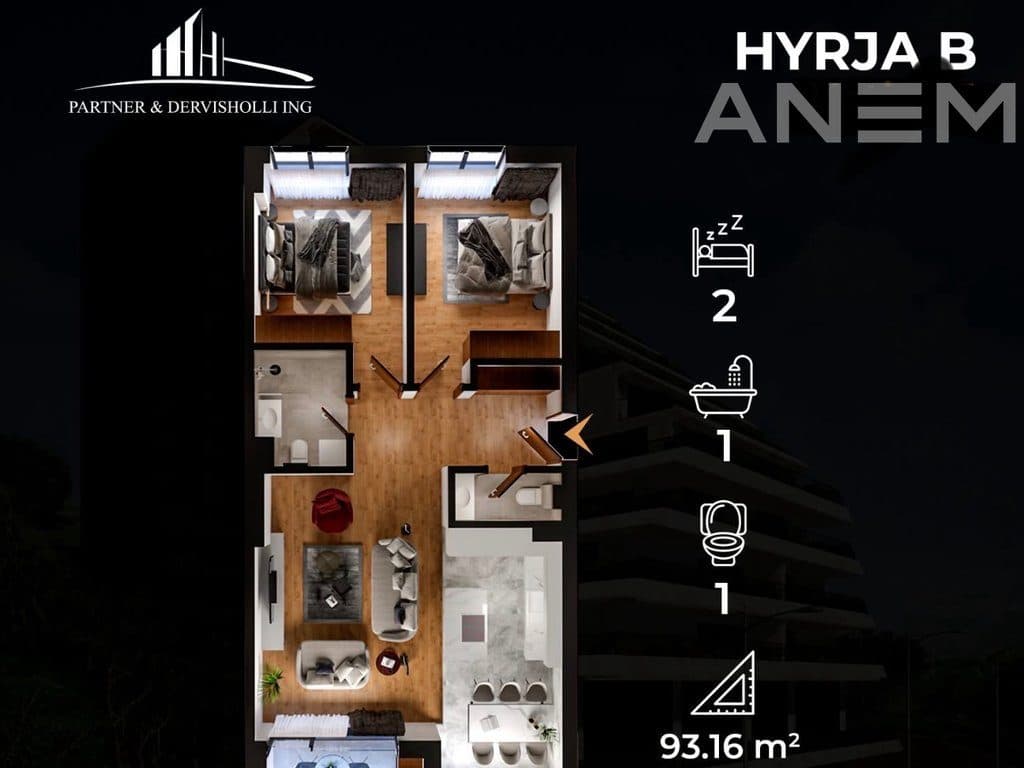 Banesë në shitje 93.16m² te Prishtina e Re 4
