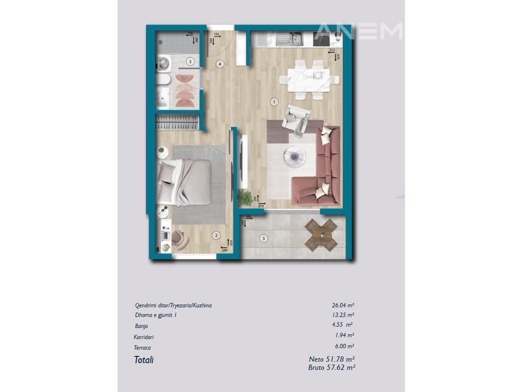 Apartment në shitje 51.78m² në Ulqin 4