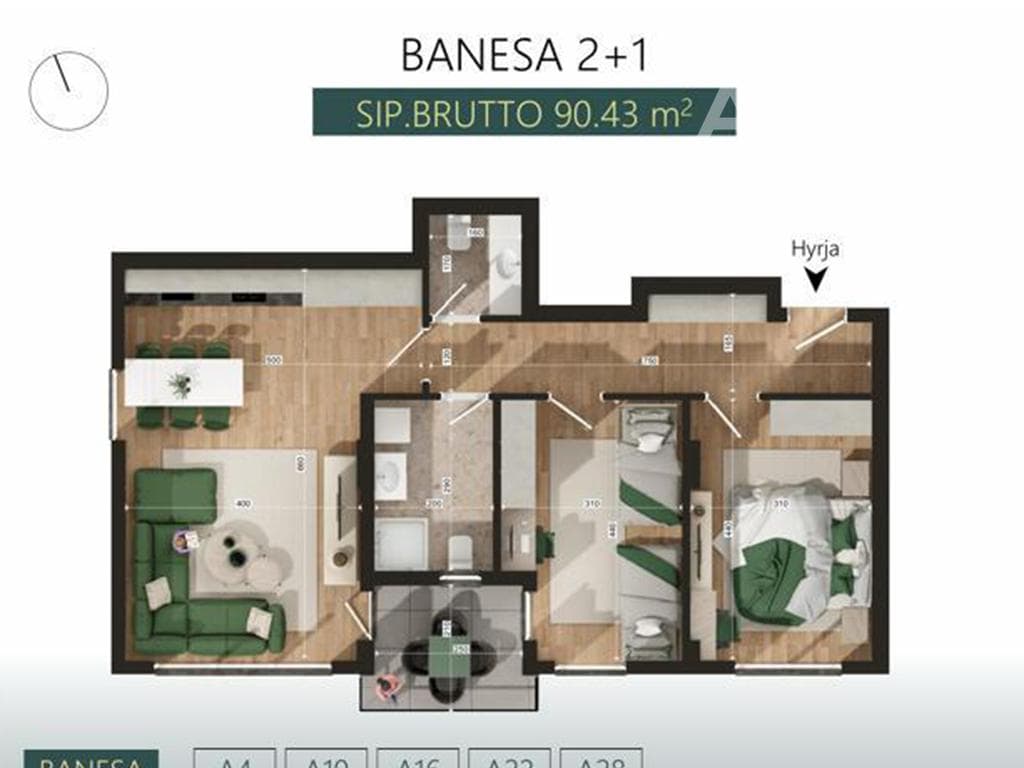 Banesë në shitje 90.43m² në lagjen Mati 1
