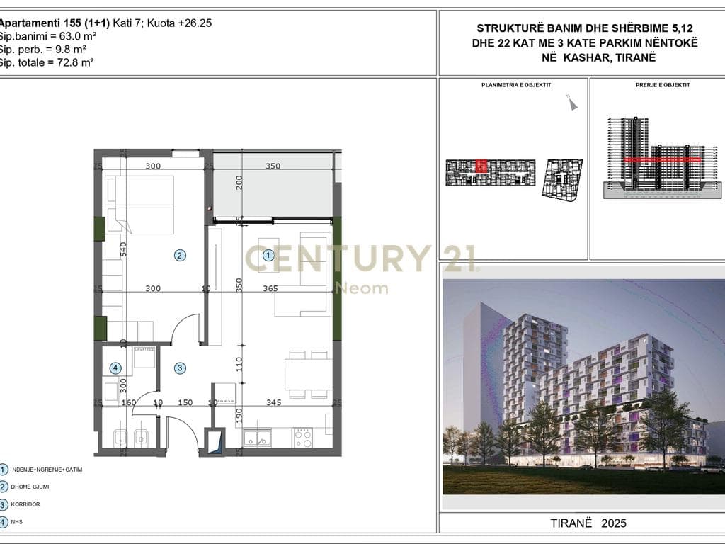 SHITET APARTAMENTN 1+1 ME NDERTIM CILESOR & MODERN, REZIDENCA MOA - MBRAPA CASA ITALIA 3