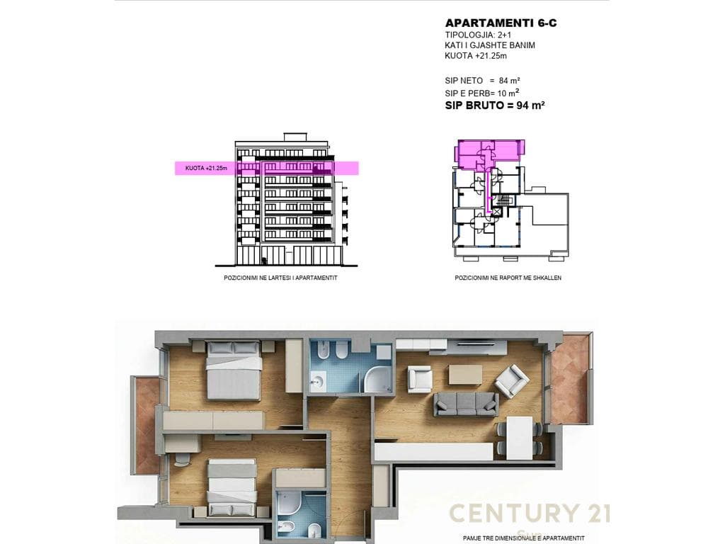 Apartament 2+2 në shitje në Irfan Tomini, Tiranë - 216,200€ | 94 m²
