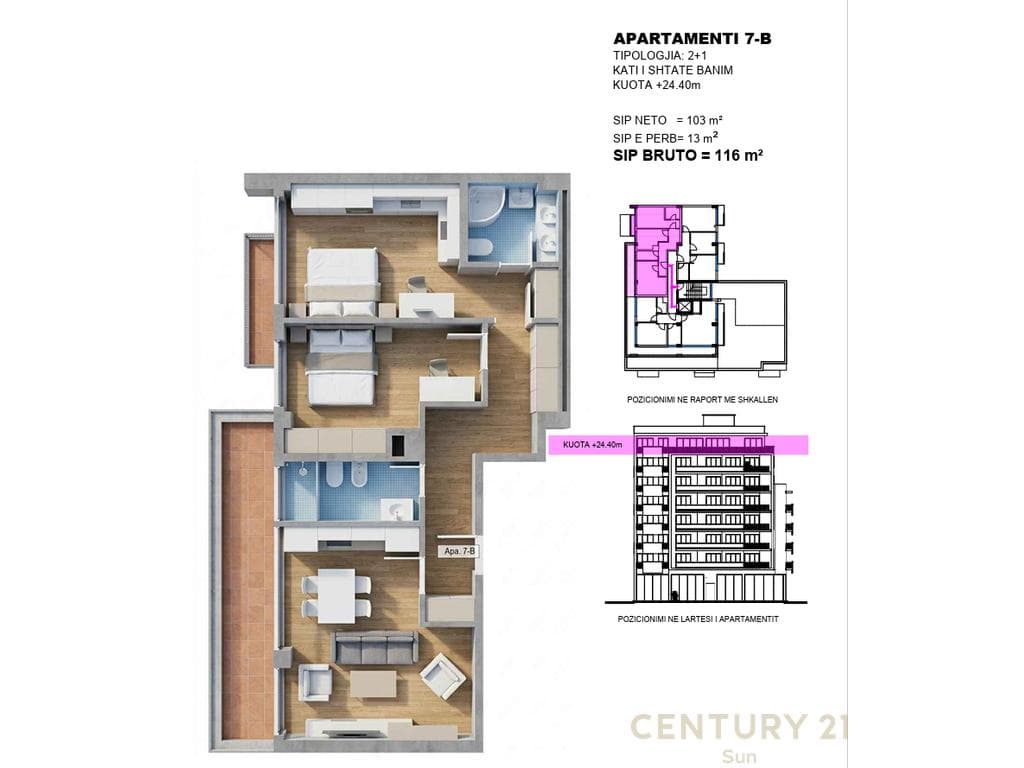 Apartament 2+2 Për Shitje në Irfan Tomini, Tiranë - 266,800€ | 116 m²