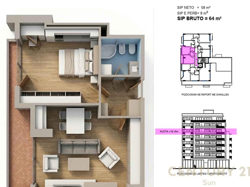 Apartament 1+1 Në Shitje në Irfan Tomini, Tiranë - 147200€ | 64 m²