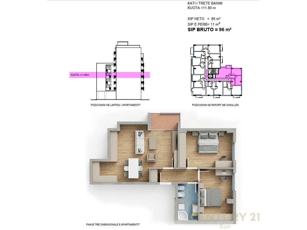 Apartament 2+1 në shitje në Irfan Tomini, Tiranë - 220,800€ | 96 m²