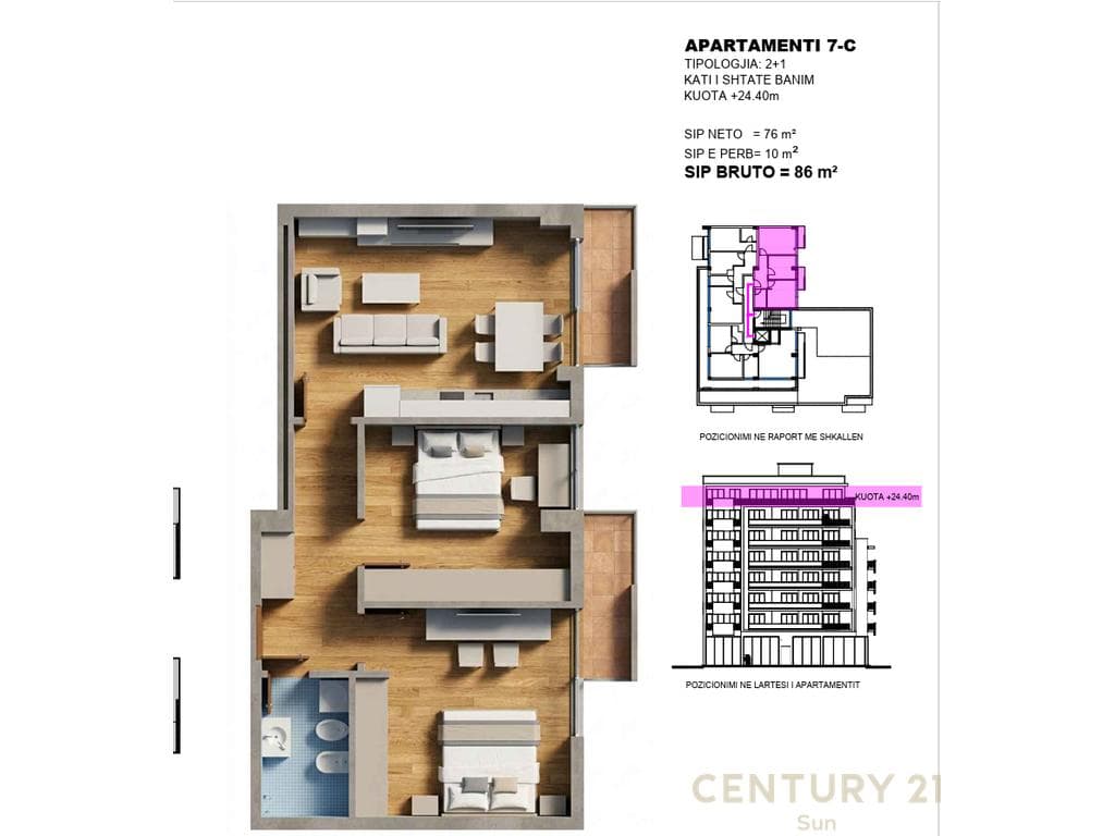 Apartament 2+1 Për Shitje në Irfan Tomini, Tiranë - 197800€ | 86 m²