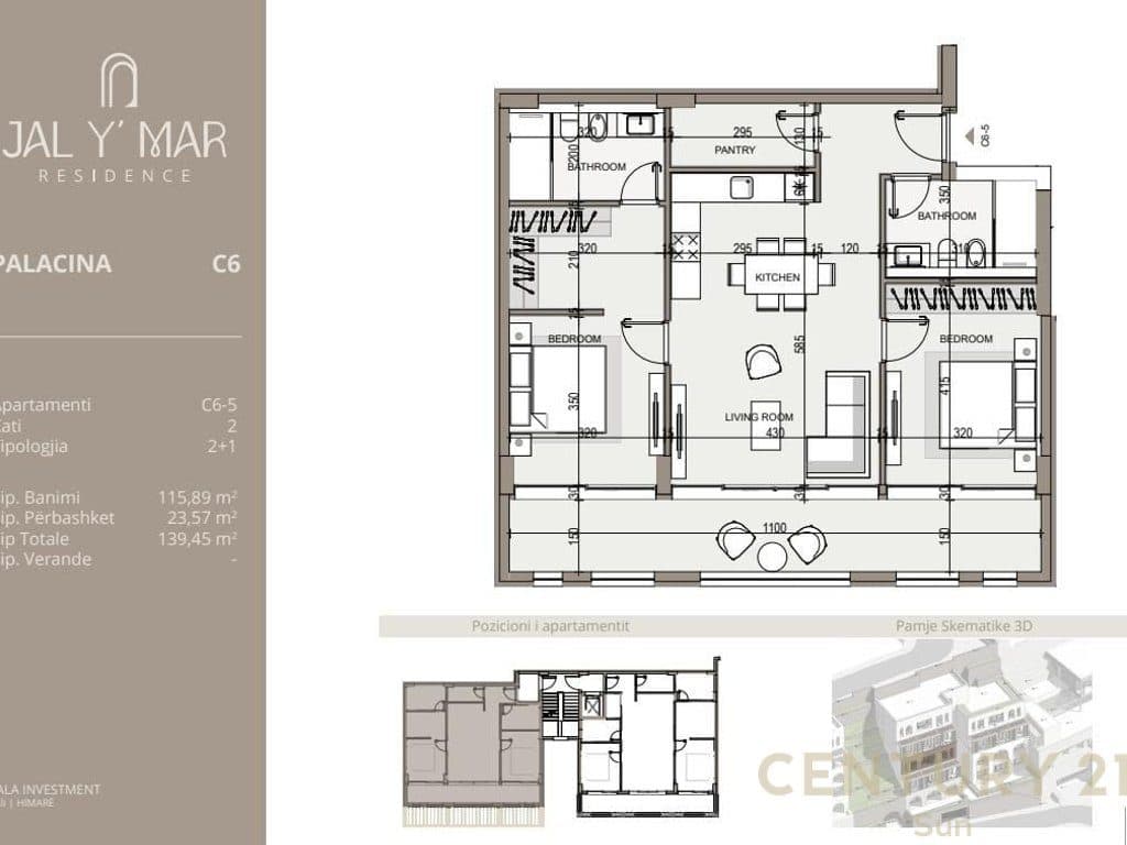 Apartament 2+1+2+parkim Për Shitje në Jal Y Mar Residence