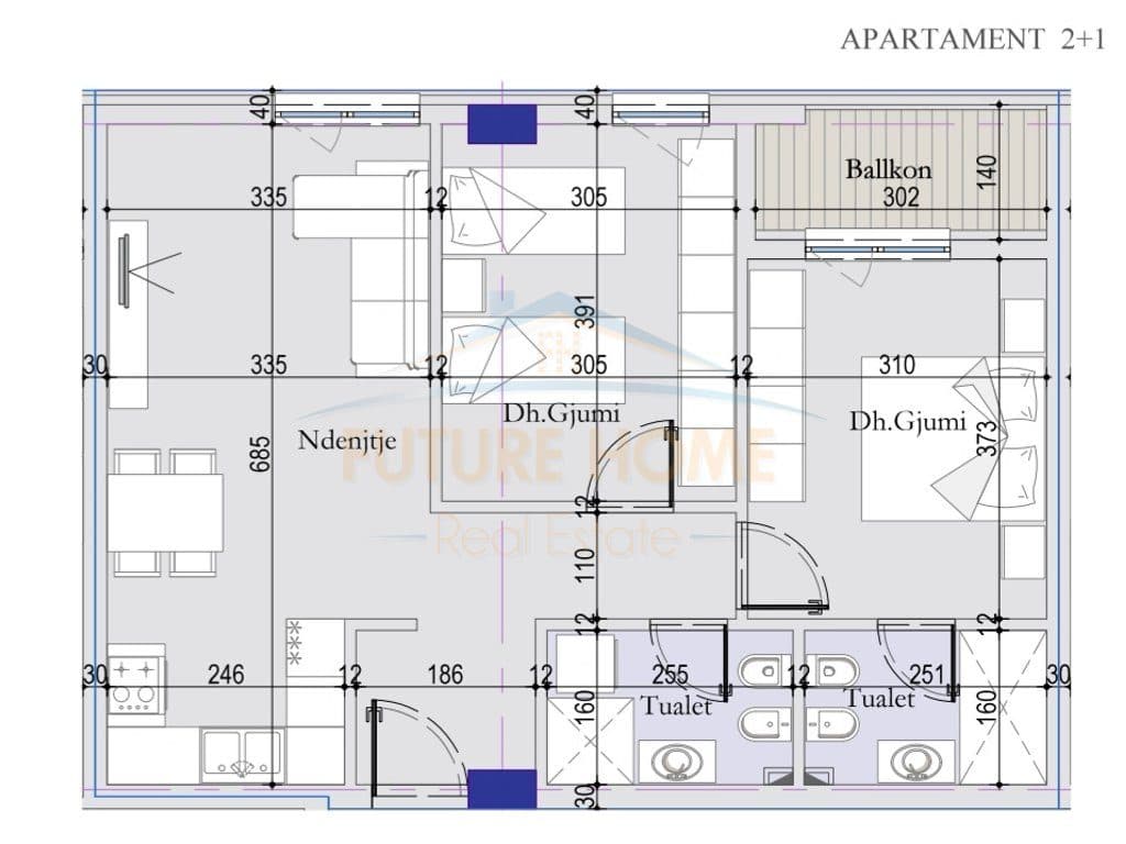 Shitet, Apartament 2+1+2, Tirana Entry 2, Tiranë