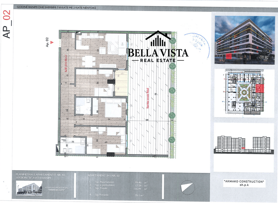APARTAMENT 3+1+2 NË KOMPLEKSIN UNIVERS CITY – TIRANË 2