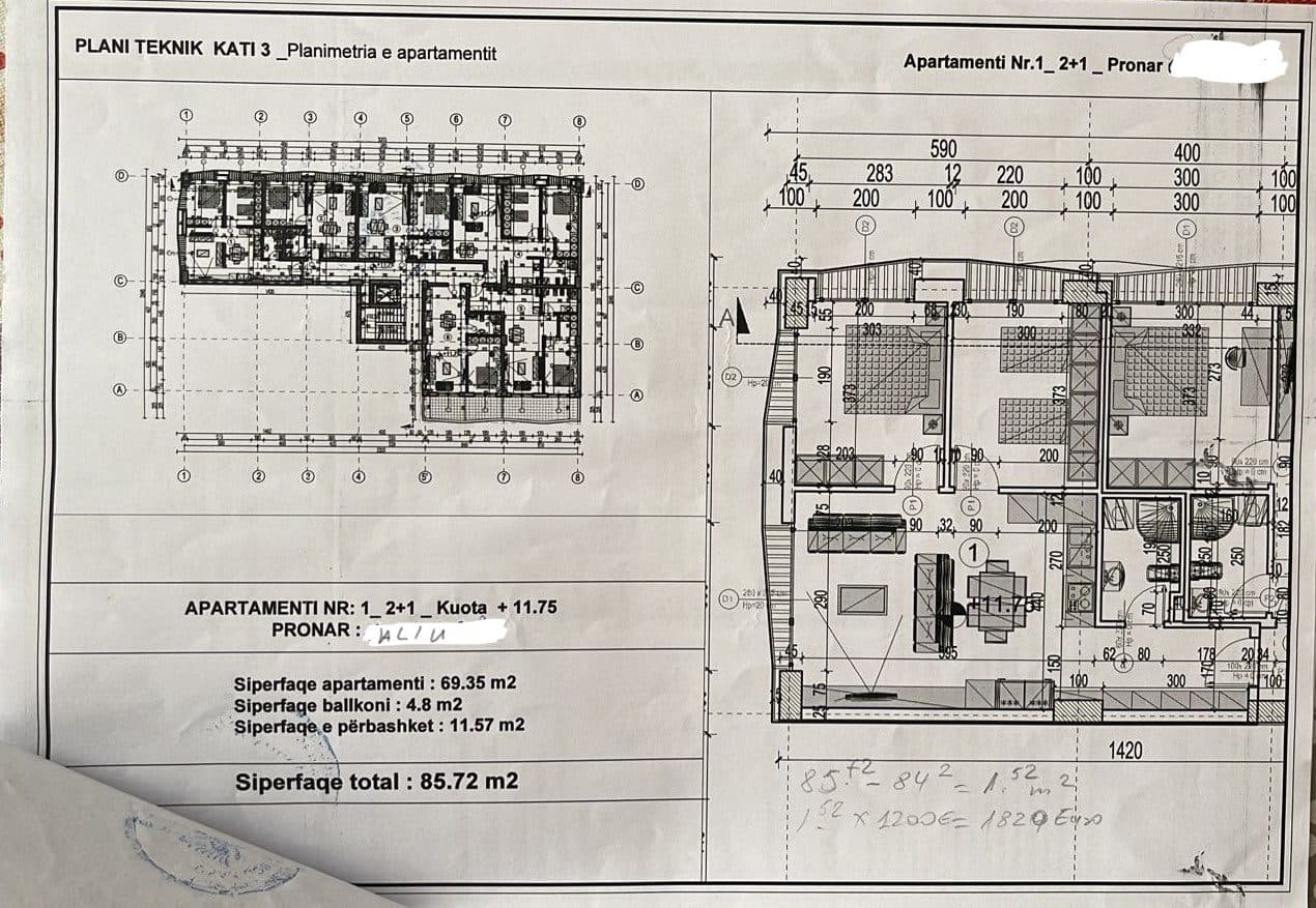 Shitet Apartament 2+1 2