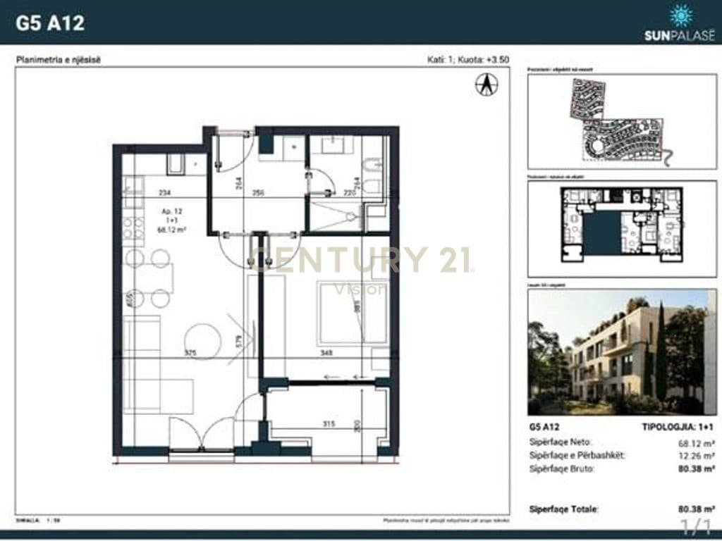 Apartament 1+1+ post parkimi Në Shitje në rezidencen Sun Palace| 80.38 m² 4