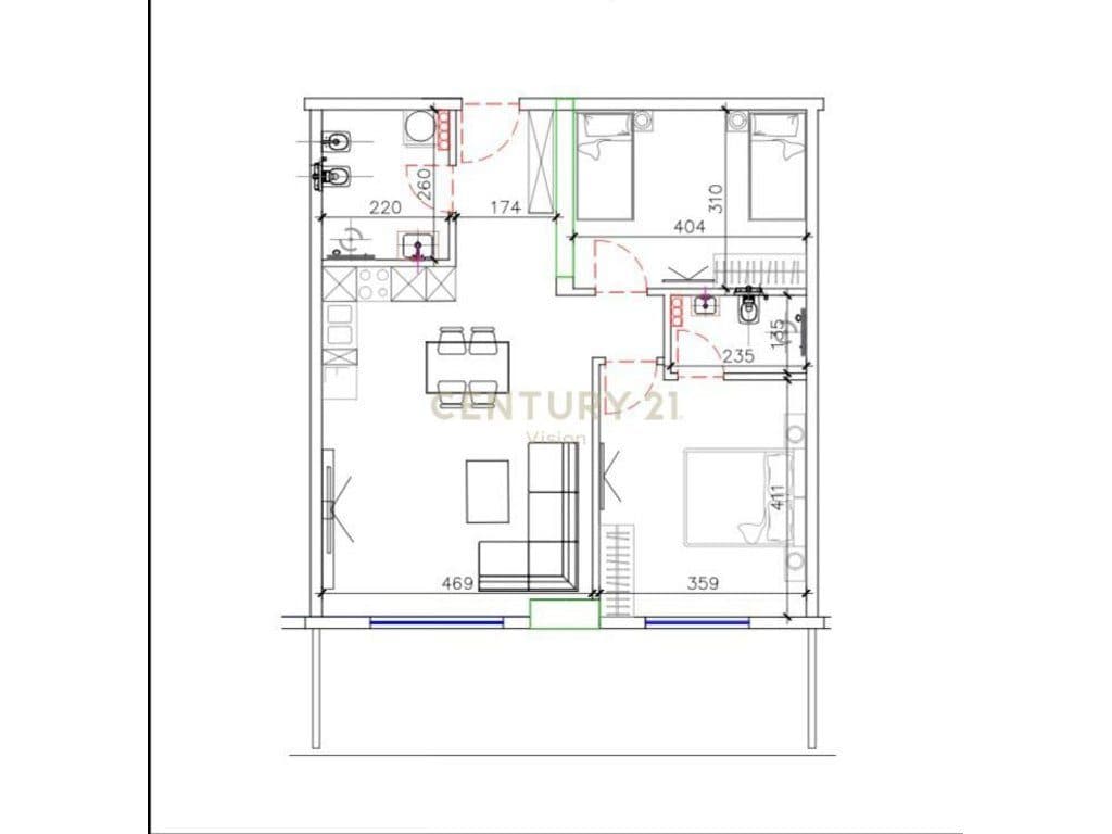 Apartment 2+1+2 bathrooms for sale at "Prishtina Tower" in Shëngjin - €121,000 | 115.21 m² 2