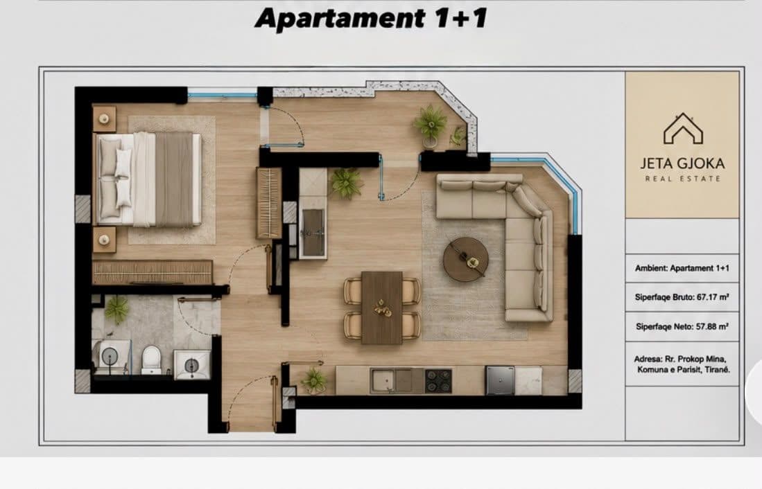 SHITET APARTAMENT 1+1 NE KOMUNE TE PARISIT