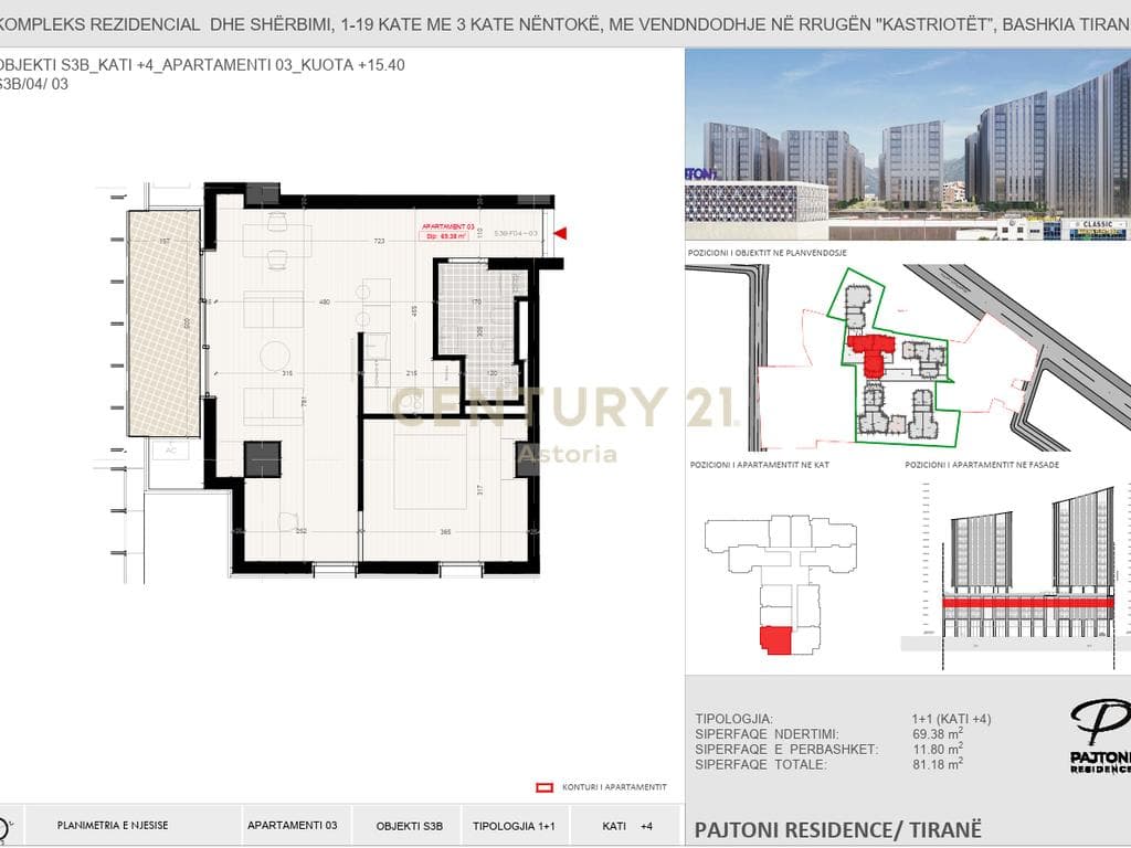 Apartament 1+1 për Shitje në Pajtoni Residence 4