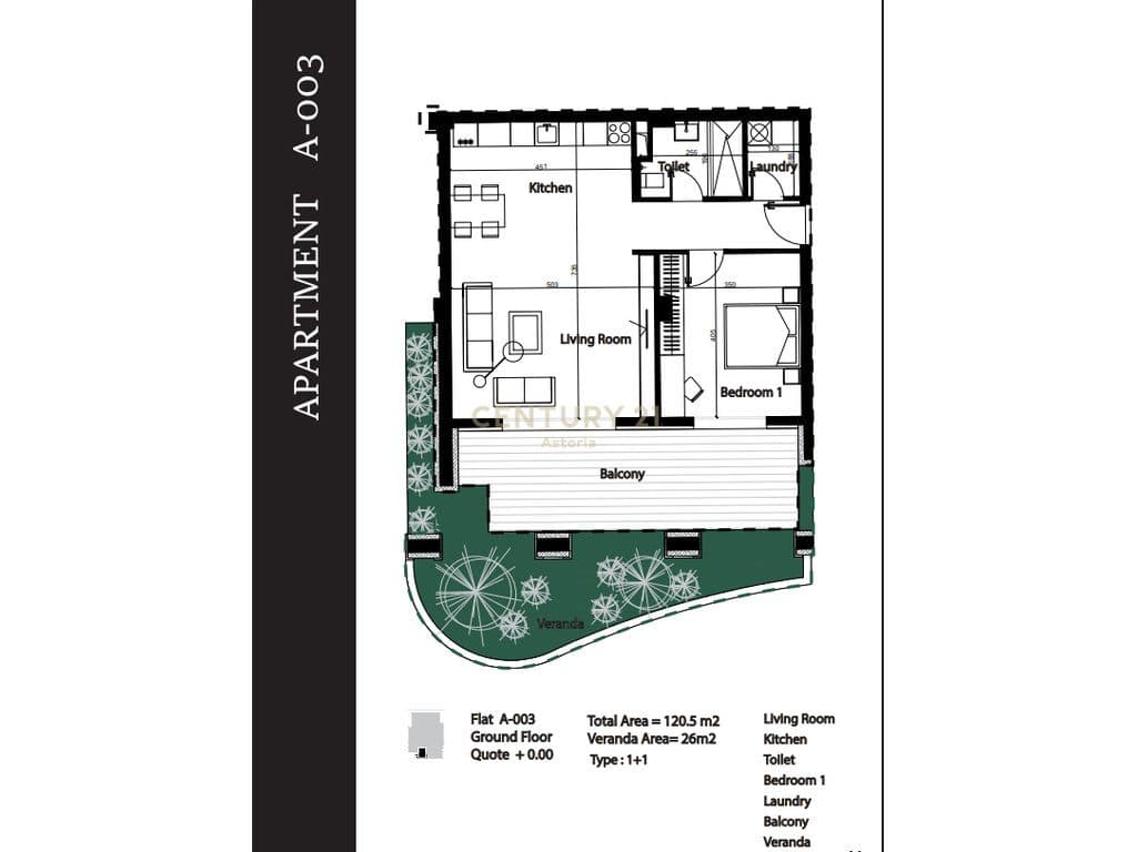 APARTMENT 1+1 FOR SALE IN GREEN TERRACE RESIDENCE, PALASE 2