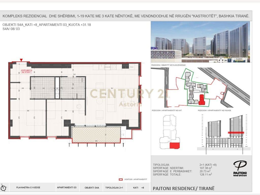 Apartament 2+1+2 për Shitje në Pajtoni Residence 4