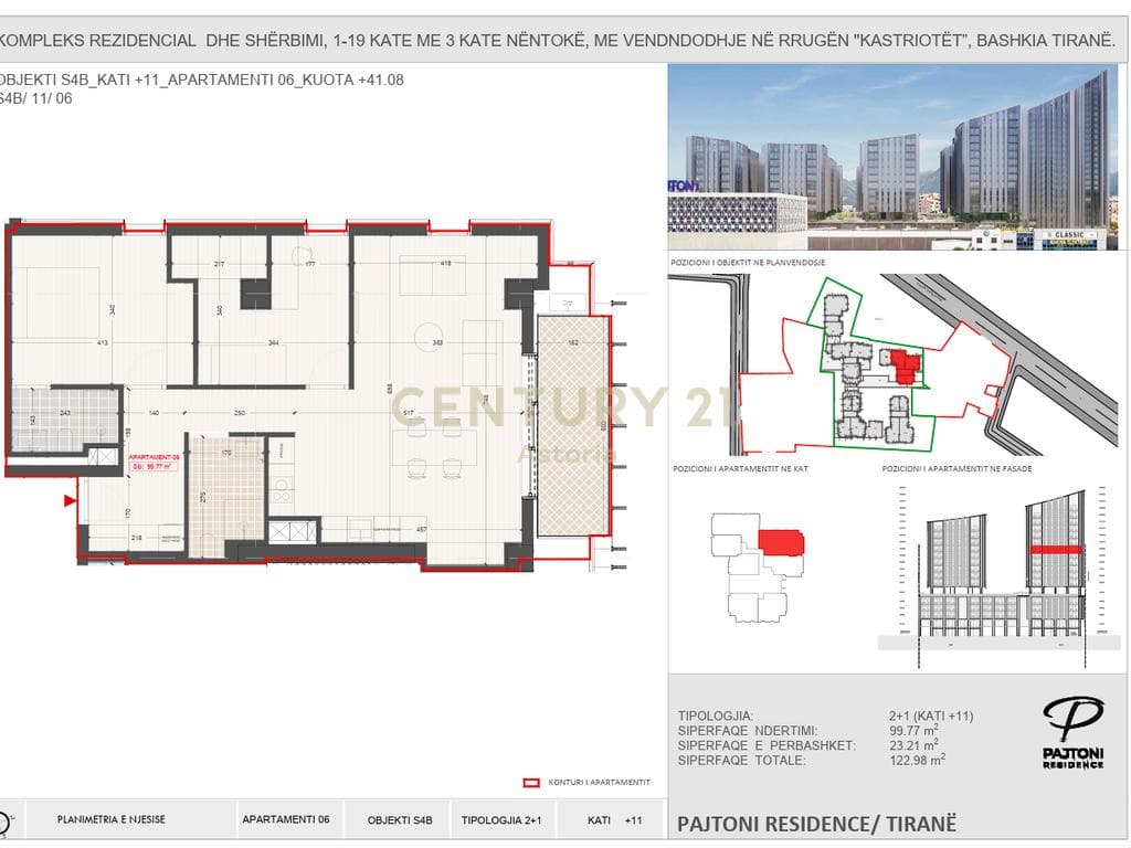 Apartament 2+1+2 për Shitje në Pajtoni Residence 2