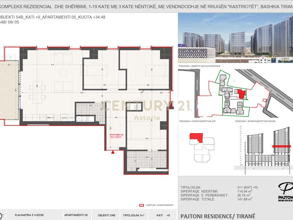 Apartament 3+1+2 për Shitje në Pajtoni Residence 4