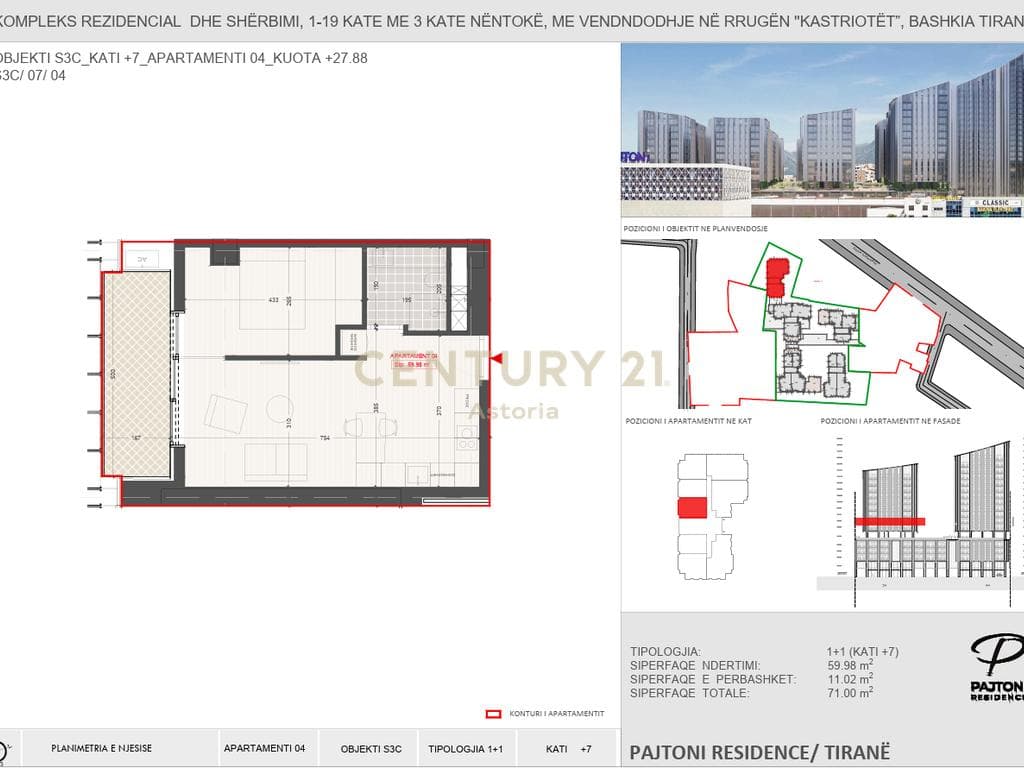 Apartament 1+1 për Shitje në Pajtoni Residence 4