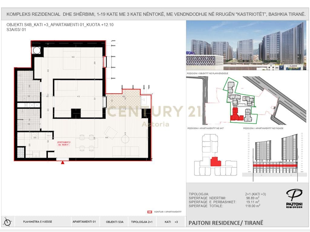 Apartament 2+1+2 për Shitje në Pajtoni Residence 4