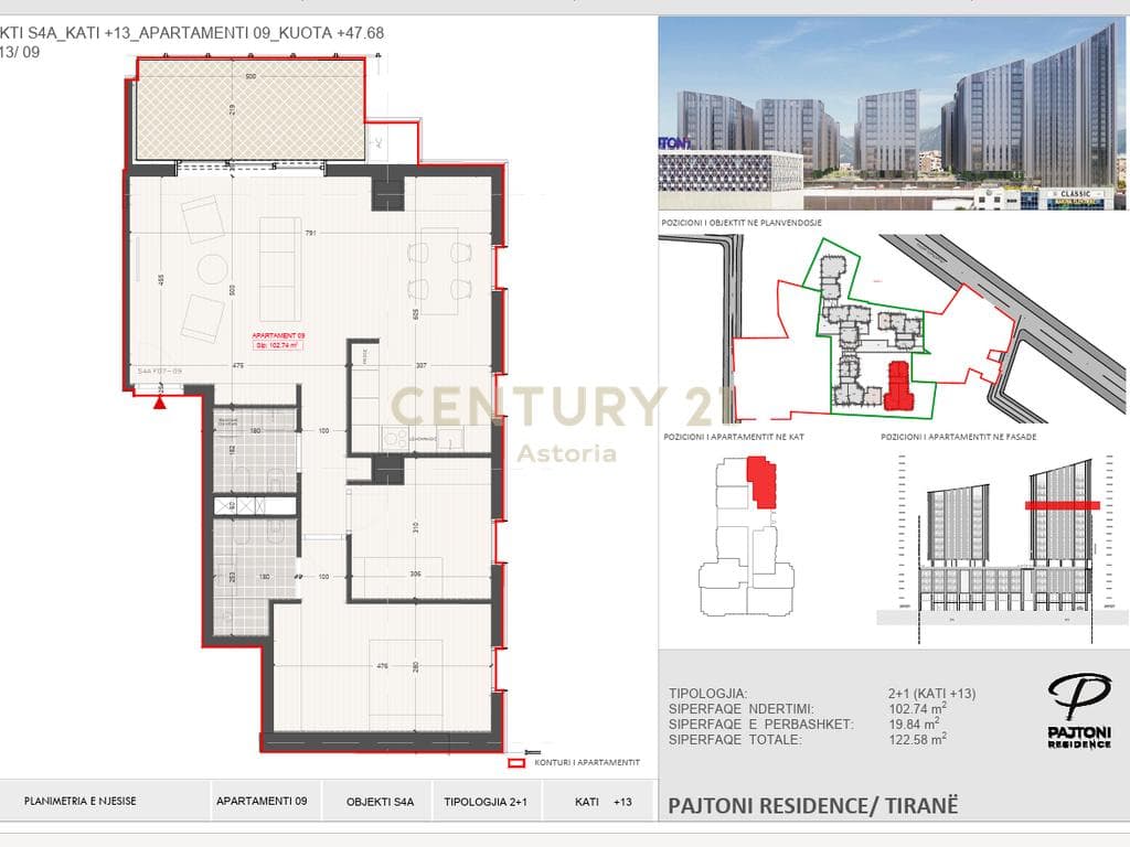 Apartament 2+1+2 për Shitje në Pajtoni Residence 2