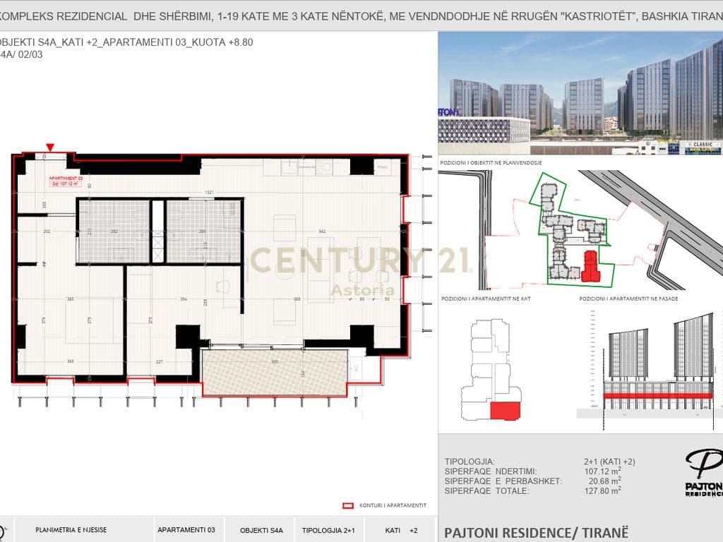 Apartament 2+1+2 për Shitje në Pajtoni Residence 4