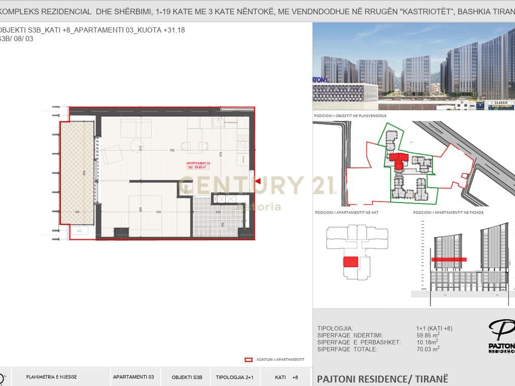 Apartament 1+1 për Shitje në Pajtoni Residence 4