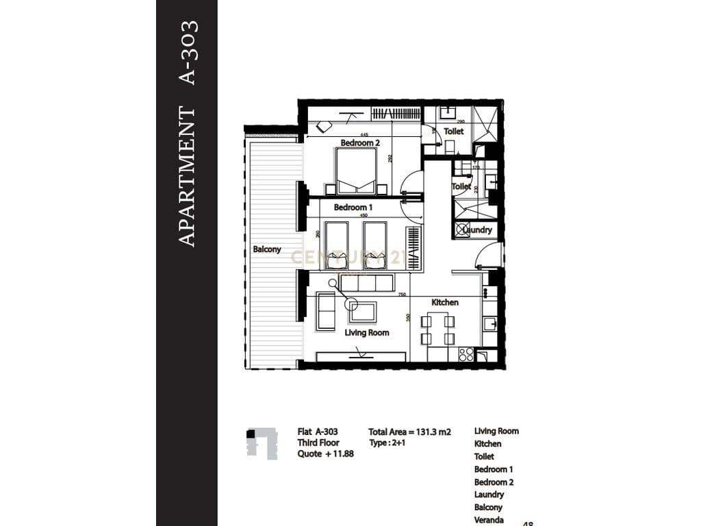 APARTMENT 2+1+2 FOR SALE IN GREEN TERRACE RESIDENCE, PALASE 2