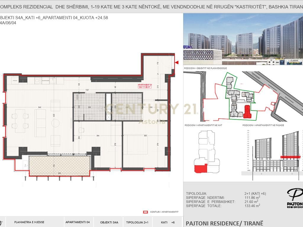 Apartament 2+1+2 për Shitje në Pajtoni Residence 4