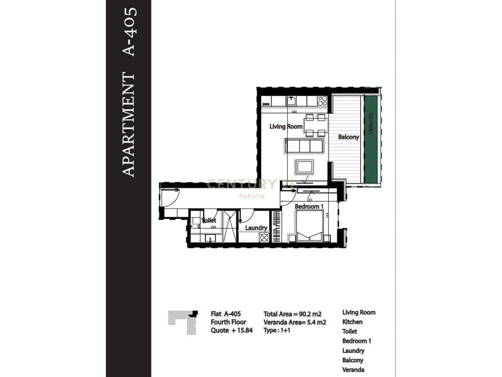 APARTMENT 1+1 FOR SALE IN GREEN TERRACE RESIDENCE, PALASE 3
