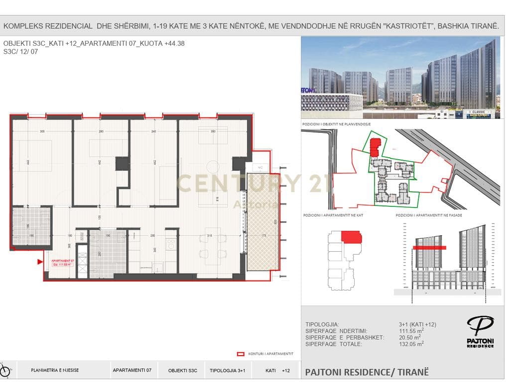 Apartament 3+1+2 për Shitje në Pajtoni Residence 2