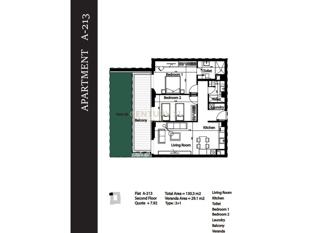 APARTMENT 2+1+2 FOR SALE IN GREEN TERRACE RESIDENCE, PALASE 2