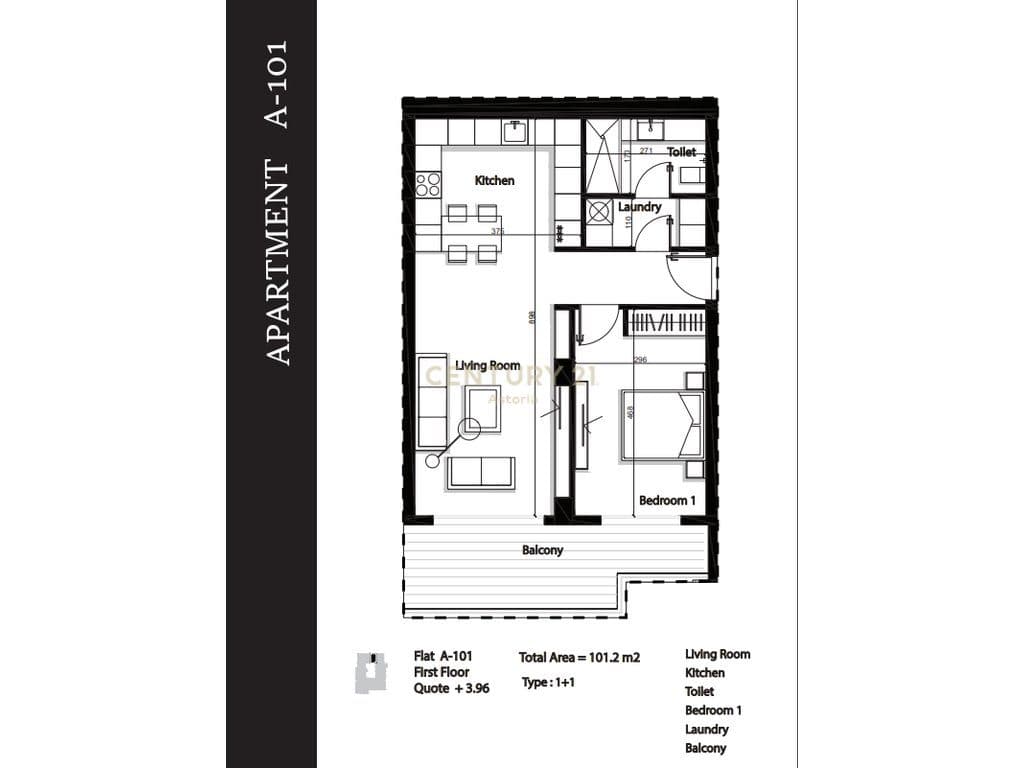 APARTMENT 1+1 FOR SALE IN GREEN TERRACE RESIDENCE, PALASE 2