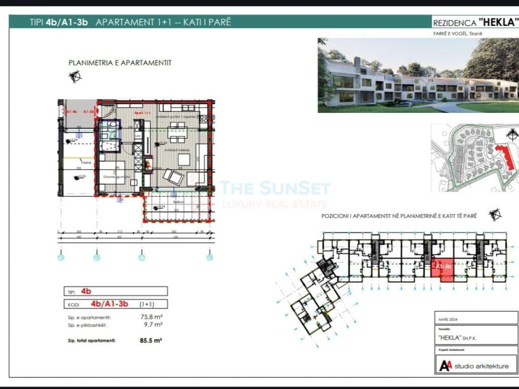 Apartament 2+1 për shitje në Farkë