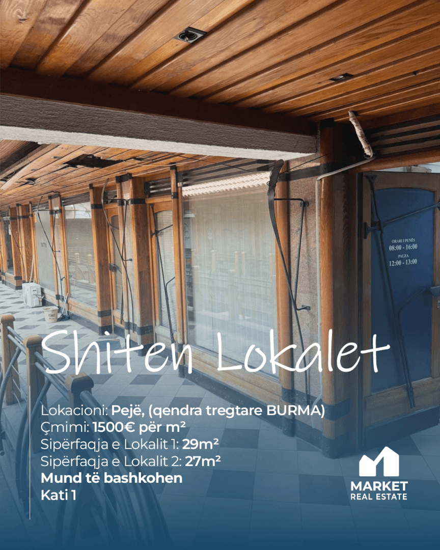 Lokale në Shitje 29m² + 27m² në Qendrën Tregtare BURMA, Pejë