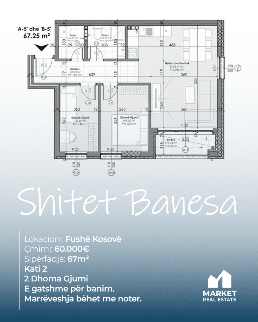 Banesë në Shitje 67m² në Fushë Kosovë 3