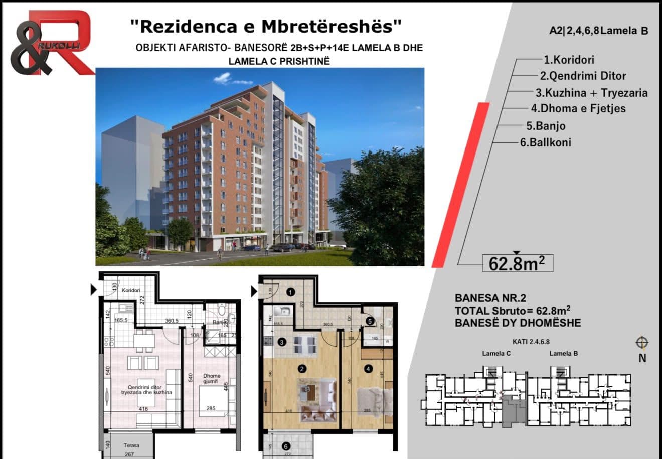 Banesë në Shitje 62.8m² në Prishtinë 3