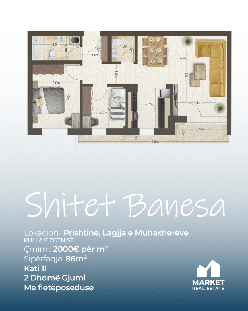 Banesë në Shitje 86m² në Lagjen e Muhaxherëve, Prishtinë