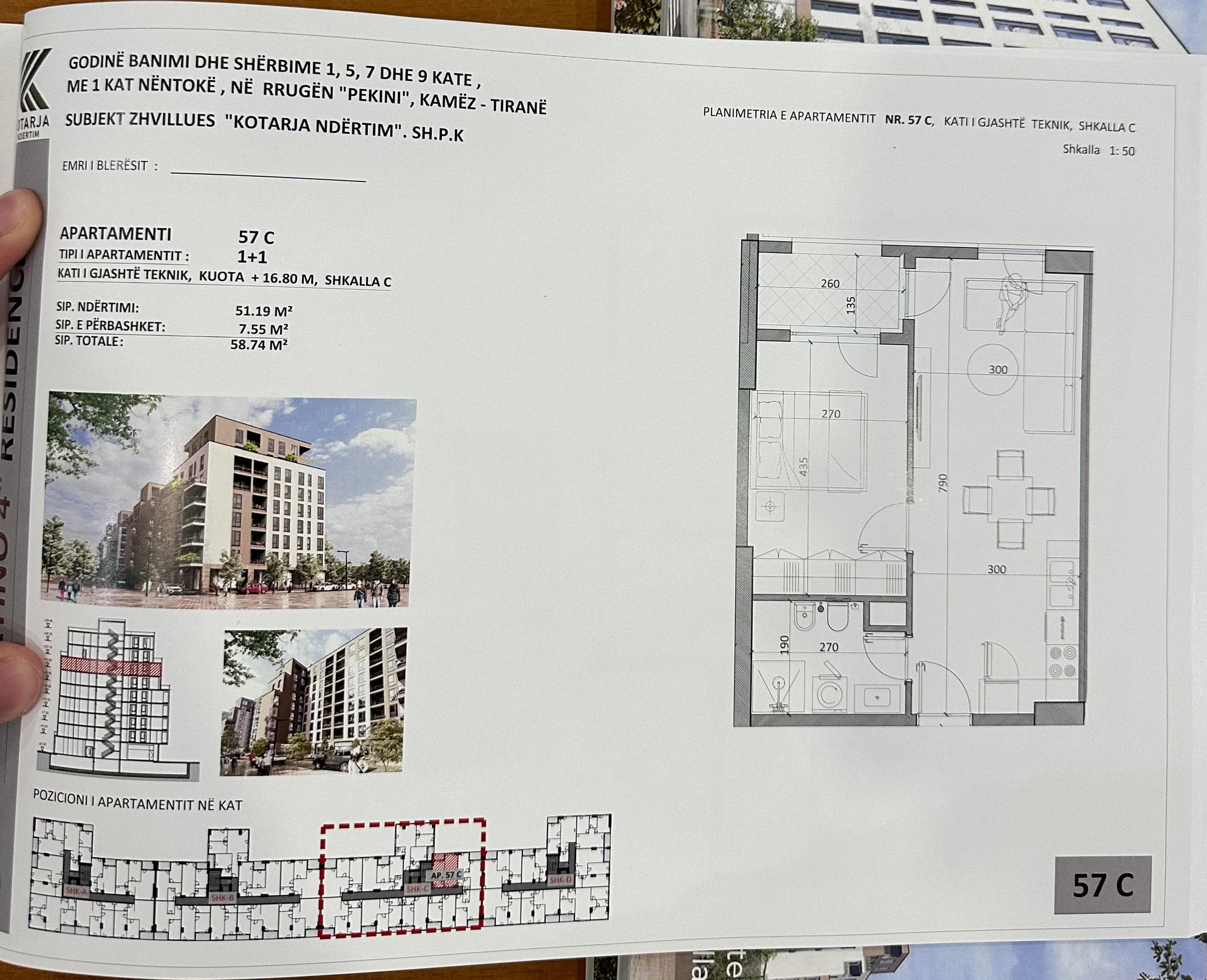 Apartament 1+1 Për Shitje në Qendër Kamëz - 49.929€ | 58.74 m² 2