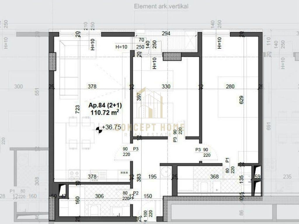 Apartament 2+1+2 Në Shitje në Ish Fusha e Aviacionit, Tiranë - 179,000€ | 122.28 m²