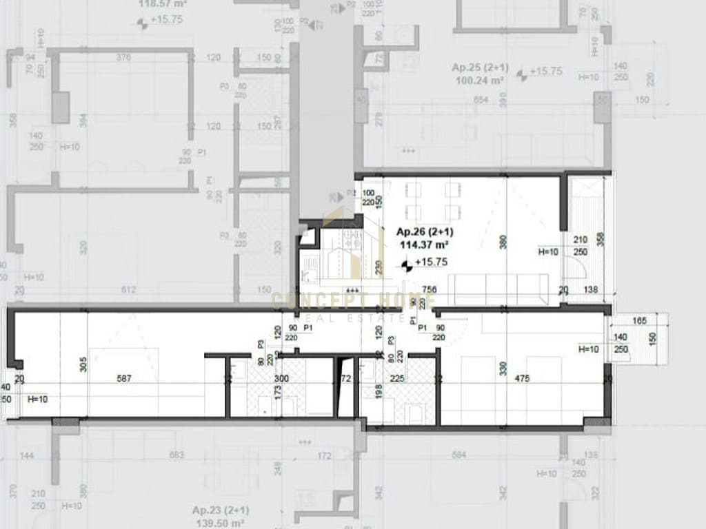 Apartament 2+1+2 Për Shitje në Ish fusha aviacionit, Tiranë - 167,500€ | 114.37 m²