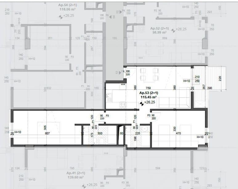Apartament 2+1+2 Për Shitje në Ish fusha aviacionit, Tiranë - 169,000€ | 115.45 m²