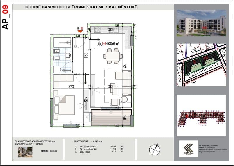 Apartament 1+1 për Shitje në Kamëz - 56,000€ | 74.72 m² 2