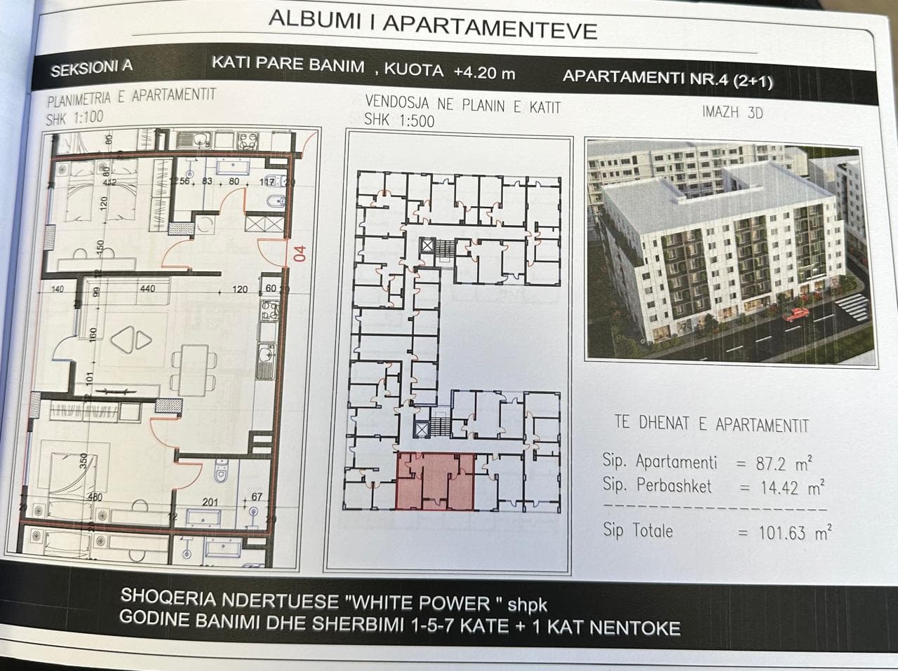Apartament 2+1+2 Për Shitje në Kamez, Tiranë - 84350€ | 101.63 m² 3