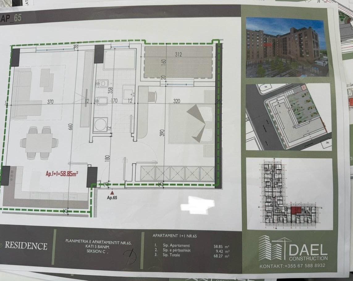 Apartament 1+1 për Shitje në Kamez, Tirana - 51,200€ | 68.27 m² 3