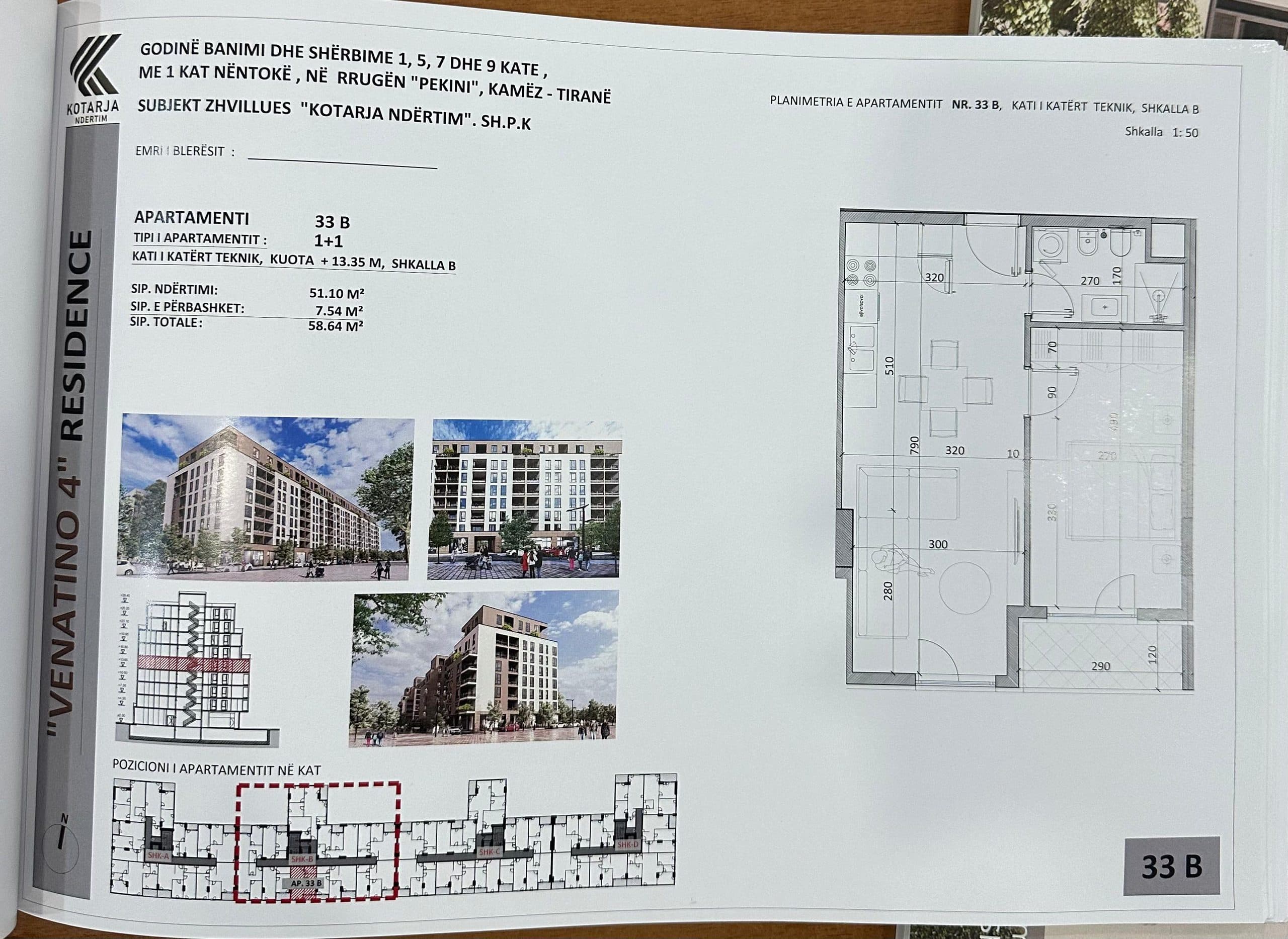 Apartament 1+1 në shitje në Qendër Kamëz - 49.844€ | 58.64 m² 3